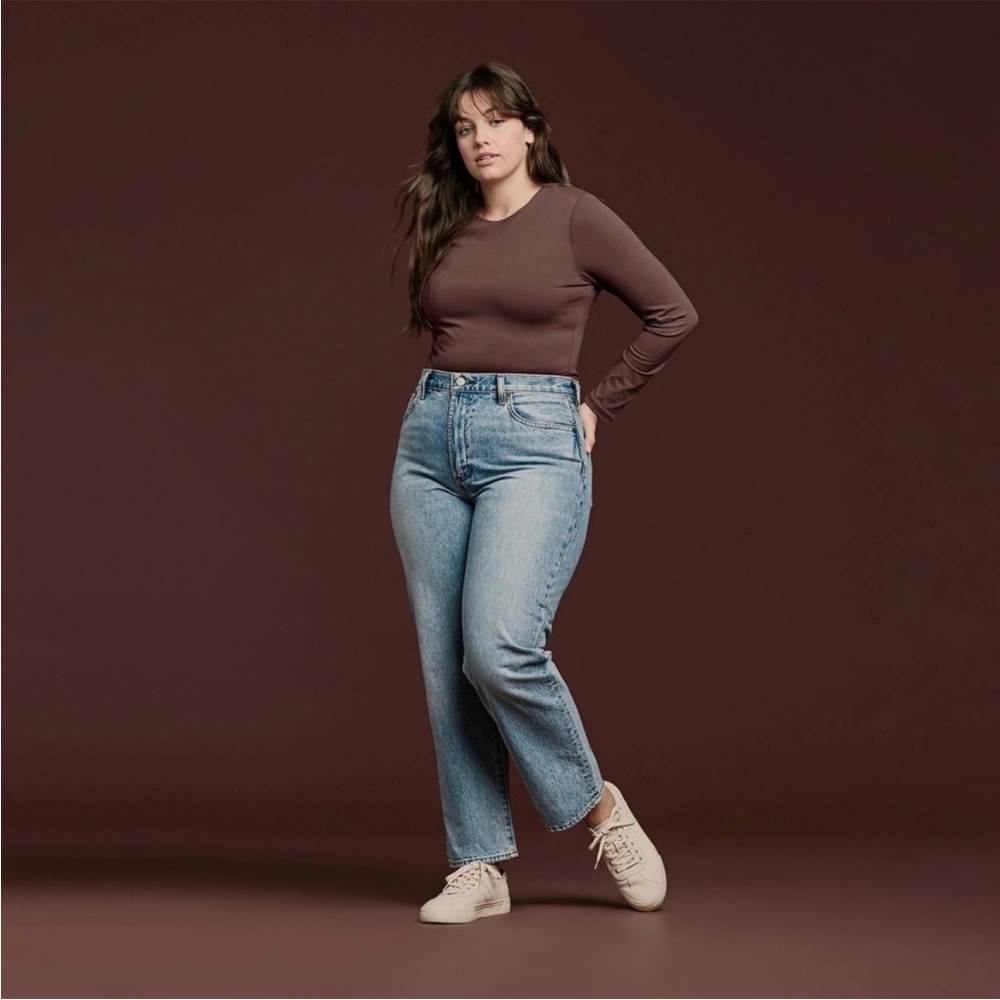 Nuuds Long Sleeve Crewneck Bodysuit in Coffee